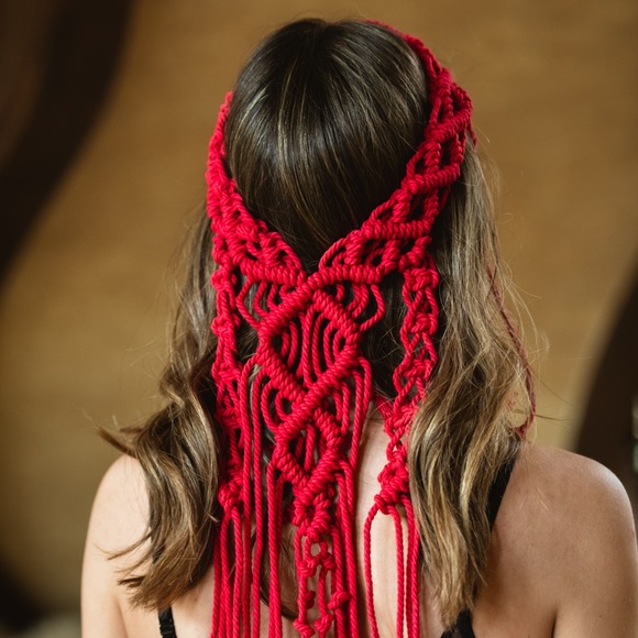Handmade Macramé Rope Headpiece - Picture 2 of 7